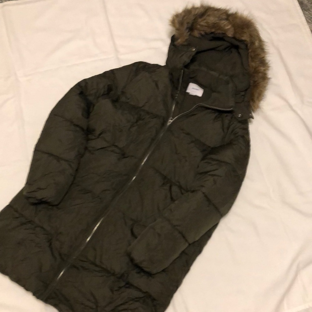 Old Navy Olive Long Puffer
